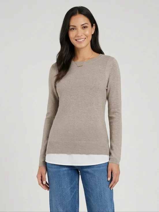 HILARY RADLEY - Tan Ribbed Tunlnic - Picture 1 of 7